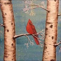 Intro to Acrylic Painting: Winter Cardinal Scene